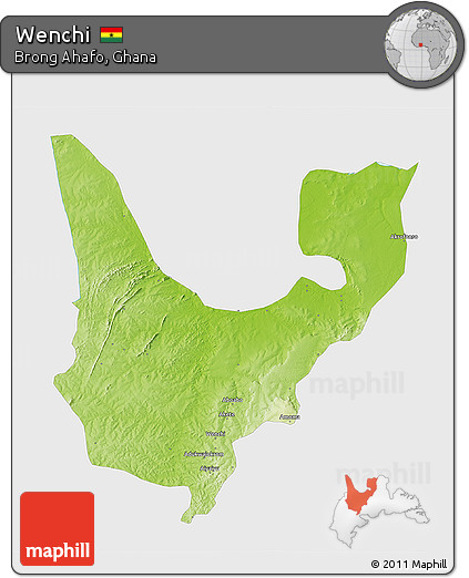 Physical 3D Map of Wenchi, single color outside