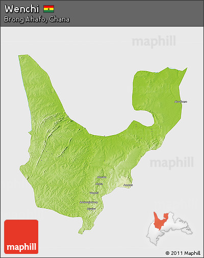 Physical 3D Map of Wenchi, single color outside