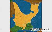 Political 3D Map of Wenchi, darken