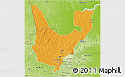 Political 3D Map of Wenchi, physical outside