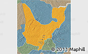 Political 3D Map of Wenchi, semi-desaturated