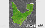 Satellite 3D Map of Wenchi, desaturated