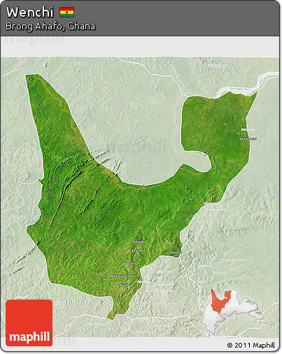 Satellite 3D Map of Wenchi, lighten
