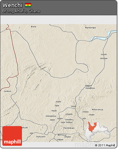 Shaded Relief 3D Map of Wenchi