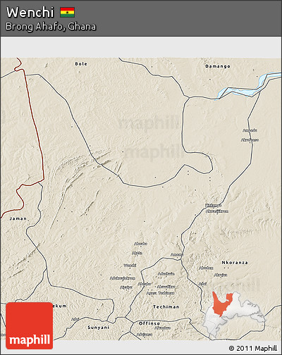 Shaded Relief 3D Map of Wenchi