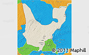 Shaded Relief 3D Map of Wenchi, political outside