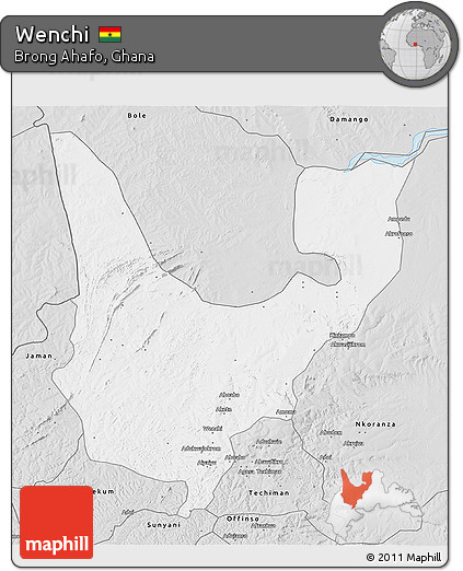 Silver Style 3D Map of Wenchi