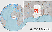 Gray Location Map of Wenchi, highlighted country, within the entire country, hill shading