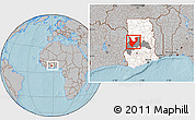 Gray Location Map of Wenchi, highlighted country, highlighted parent region, within the entire country, hill shading