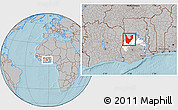 Gray Location Map of Wenchi, highlighted parent region, hill shading