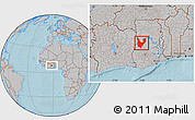 Gray Location Map of Wenchi, hill shading