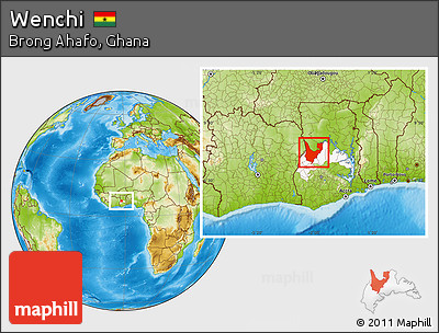 Physical Location Map of Wenchi, highlighted parent region