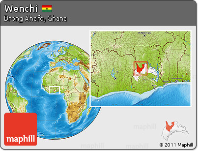 Physical Location Map of Wenchi, highlighted parent region
