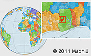 Political Location Map of Wenchi, within the entire country