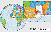 Political Location Map of Wenchi, highlighted country, highlighted parent region