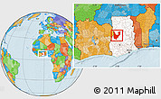 Political Location Map of Wenchi, highlighted country