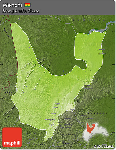 Physical Map of Wenchi, darken