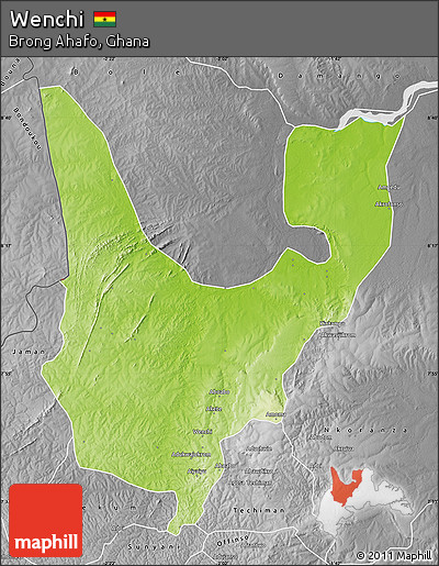 Physical Map of Wenchi, desaturated