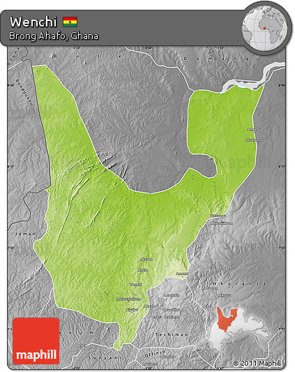 Physical Map of Wenchi, desaturated