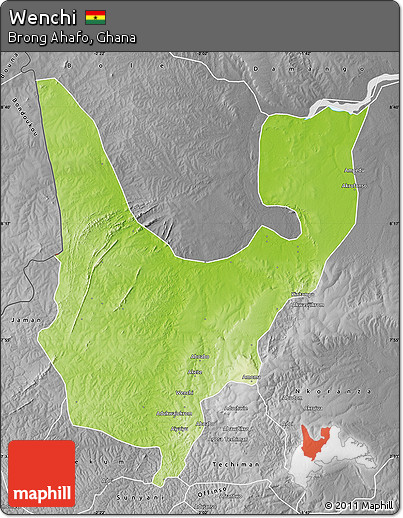 Physical Map of Wenchi, desaturated