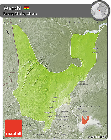 Physical Map of Wenchi, semi-desaturated