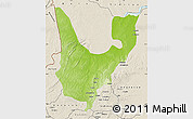 Physical Map of Wenchi, shaded relief outside