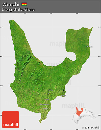 Satellite Map of Wenchi, single color outside