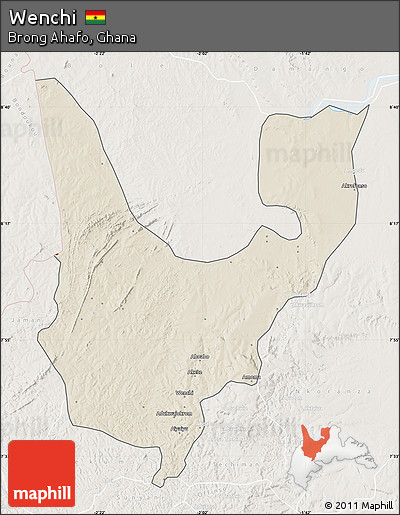 Shaded Relief Map of Wenchi, lighten