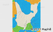 Shaded Relief Map of Wenchi, political outside