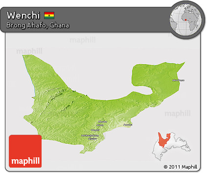 Physical Panoramic Map of Wenchi, cropped outside