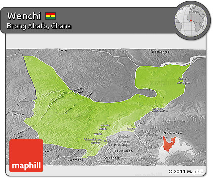 Physical Panoramic Map of Wenchi, desaturated
