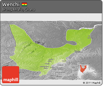 Physical Panoramic Map of Wenchi, desaturated