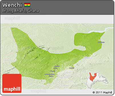 Physical Panoramic Map of Wenchi, lighten