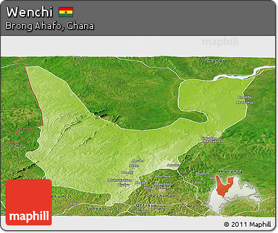 Physical Panoramic Map of Wenchi, satellite outside