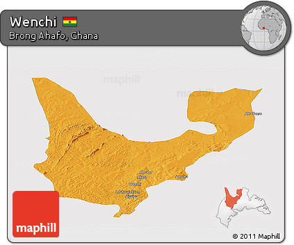 Political Panoramic Map of Wenchi, single color outside