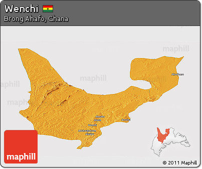 Political Panoramic Map of Wenchi, single color outside