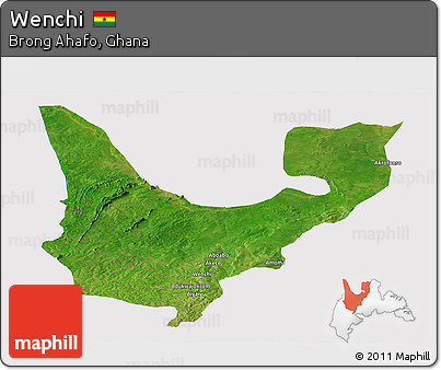 Satellite Panoramic Map of Wenchi, cropped outside