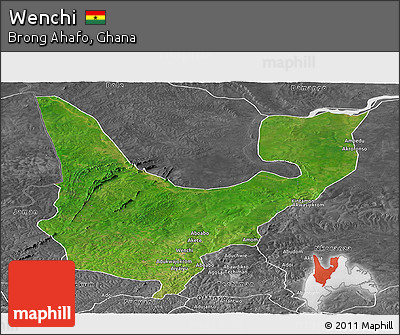 Satellite Panoramic Map of Wenchi, desaturated