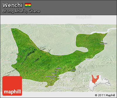 Satellite Panoramic Map of Wenchi, lighten