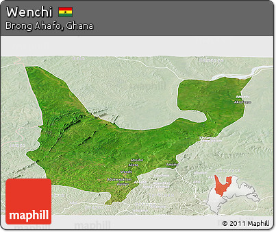 Satellite Panoramic Map of Wenchi, lighten