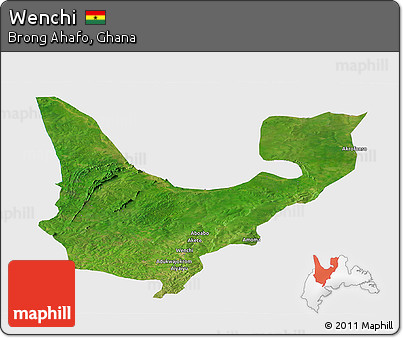 Satellite Panoramic Map of Wenchi, single color outside