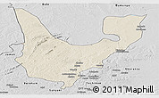 Shaded Relief Panoramic Map of Wenchi, desaturated