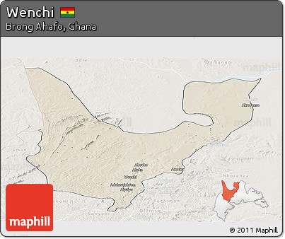 Shaded Relief Panoramic Map of Wenchi, lighten