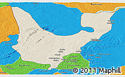 Shaded Relief Panoramic Map of Wenchi, political outside