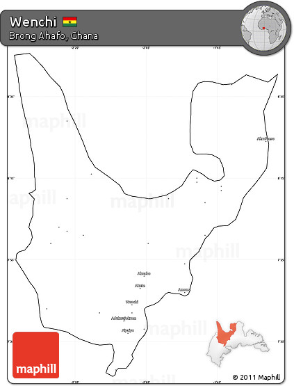 Blank Simple Map of Wenchi, cropped outside