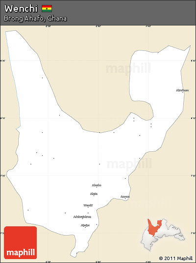 Classic Style Simple Map of Wenchi, single color outside