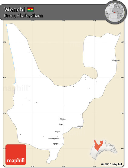 Classic Style Simple Map of Wenchi, single color outside