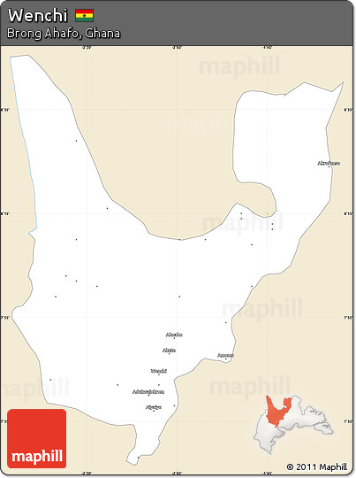Classic Style Simple Map of Wenchi, single color outside