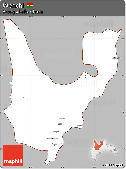 Gray Simple Map of Wenchi, cropped outside
