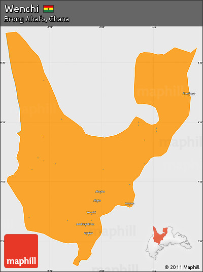 Political Simple Map of Wenchi, single color outside
